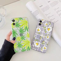 daisy flowers leaf clear phone case for iphone x xr xs max 7 8 plus se 2020 11 12 13 pro max florals back transparent cover