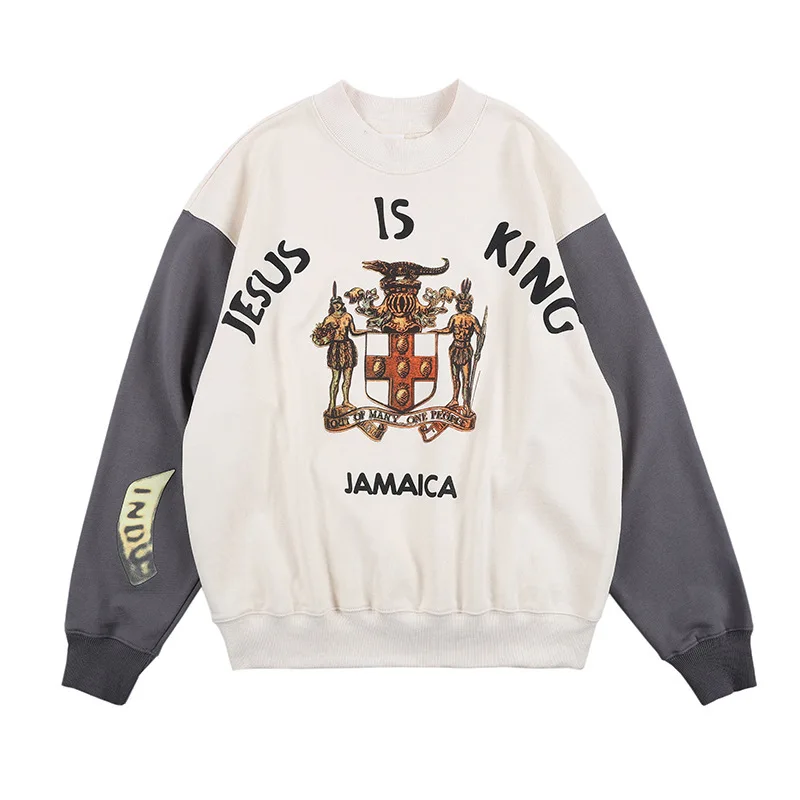 

Kanye Jesus is king simple high street oversize letter print Pullover for men and women