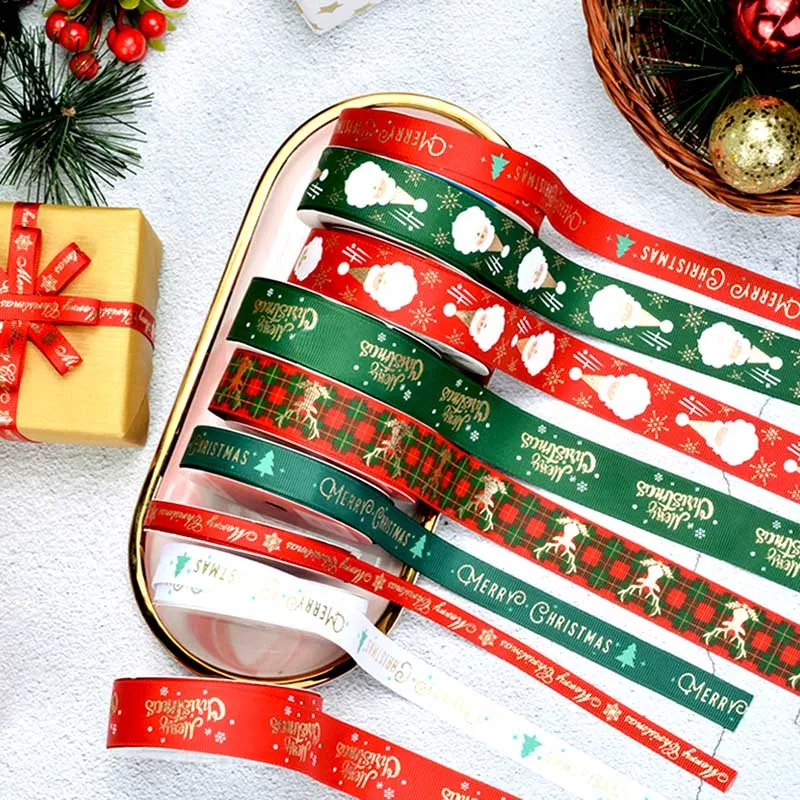 

5 Yards 10-25mm Christmas Gilding Ribbons Wedding Festival Party Decoration For DIY Bow Card Gifts Cake Wrapping Handmade Sewing