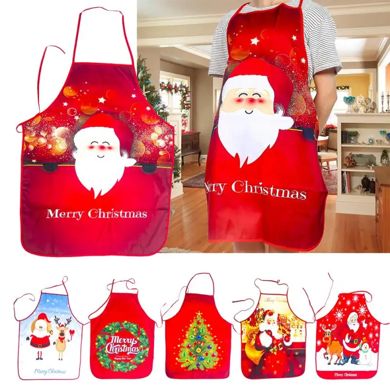 

80*60cm Christmas Red Apron Santa Bib Avental Cozinha Baking Accessories Delantales Cocina Accesorios De Cocina Novedosos Natal