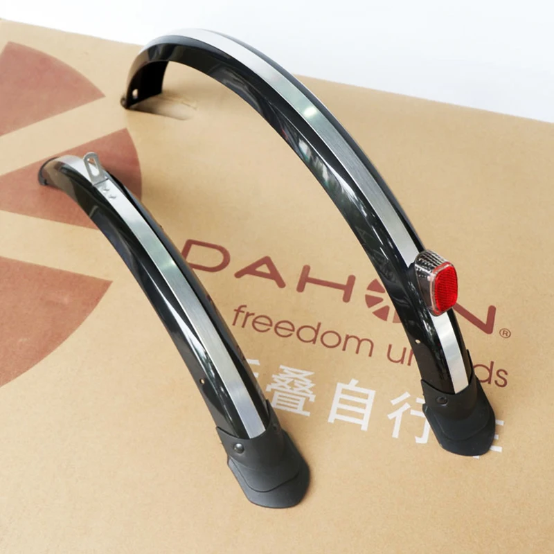 D brake black silver 20 дюймов складное Велосипедное крыло 2 шт. переднее заднее Велосипедное брызговик MTB Велосипедное крыло с задним светильник Аксессуары для велосипеда - Цвет: D brake black silver