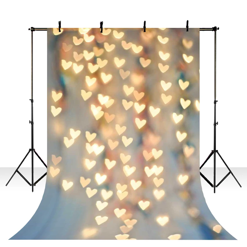 Тонкие виниловые фоны для фотосъемки новорожденных светящиеся желтые сердца фон