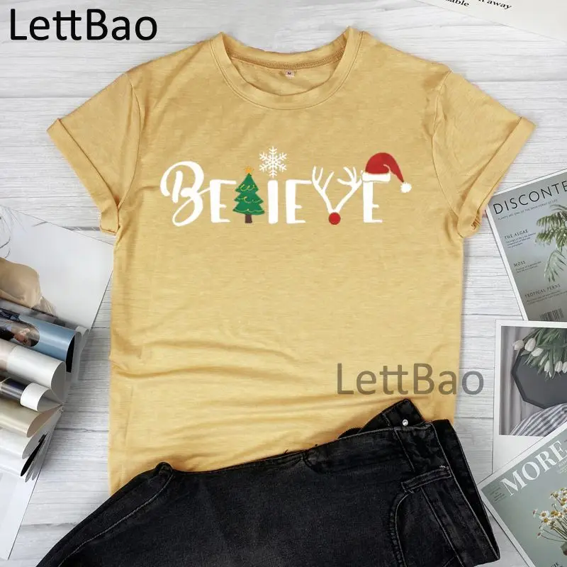 

Merry Little Christmas Women T-shirts Summer Funny Aesthetics Print Casual Short Sleeve 2021 New Fashion Women's O Neck T Shirt