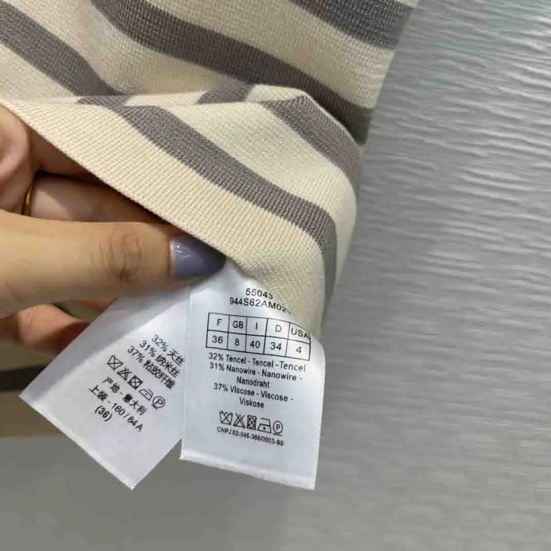 

Navy Stripe Polo T-shirt for Women Summer 2021 High Quality Contrast Short Sleeve Tops Tencel Blended Knitted Lapel Shirts Lady