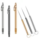 Портативные титановые зубочистки зубная нить металлический Карманный Брелок из нержавеющей стали Многоразовые Зубочистки для зубочистки с резьбой