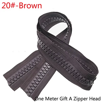 Brown Meetee 1/2 метра 15#/20# большая полимерная кодовая молния для пуховика палатки наружные Швейные аксессуары DIY Одежда на молнии ремесло ZA029 - Цвет: Brown