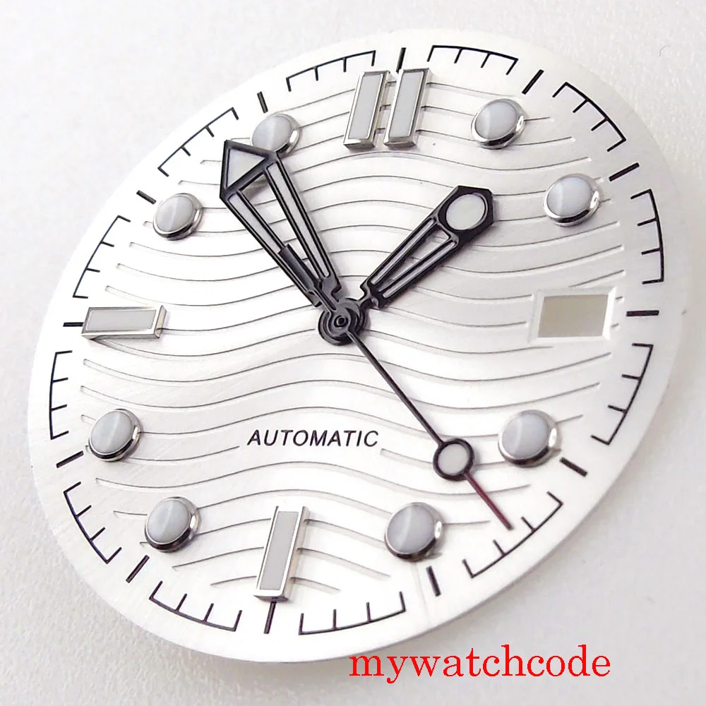 31 мм стерильный белый топ качество часы циферблат для 24 драгоценностей NH35