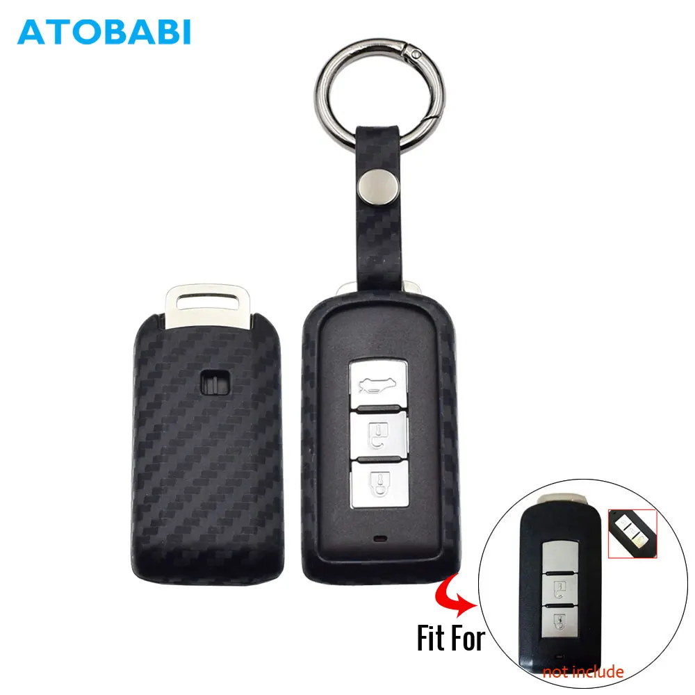 Чехол для ключа автомобиля из углеродного силикона Mitsubishi Outlander Lancer 10 Pajero Sport Asx Rvr