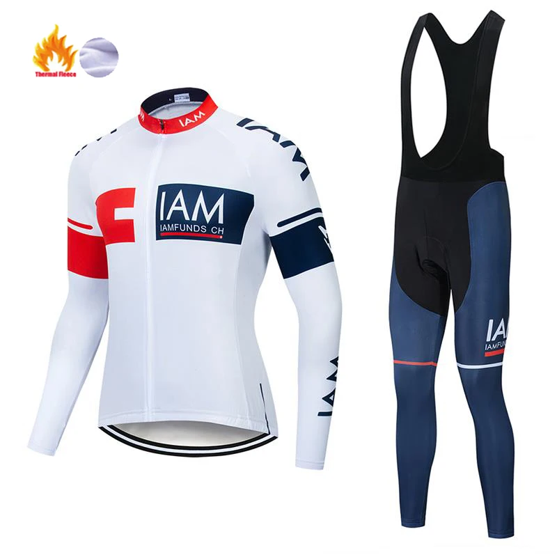 

IAM Winter Men's Fleece Cycling Suit Suit Comfortable Warm Cycling Wear Flick Mountain Bike Clothing 19D Bib Pants