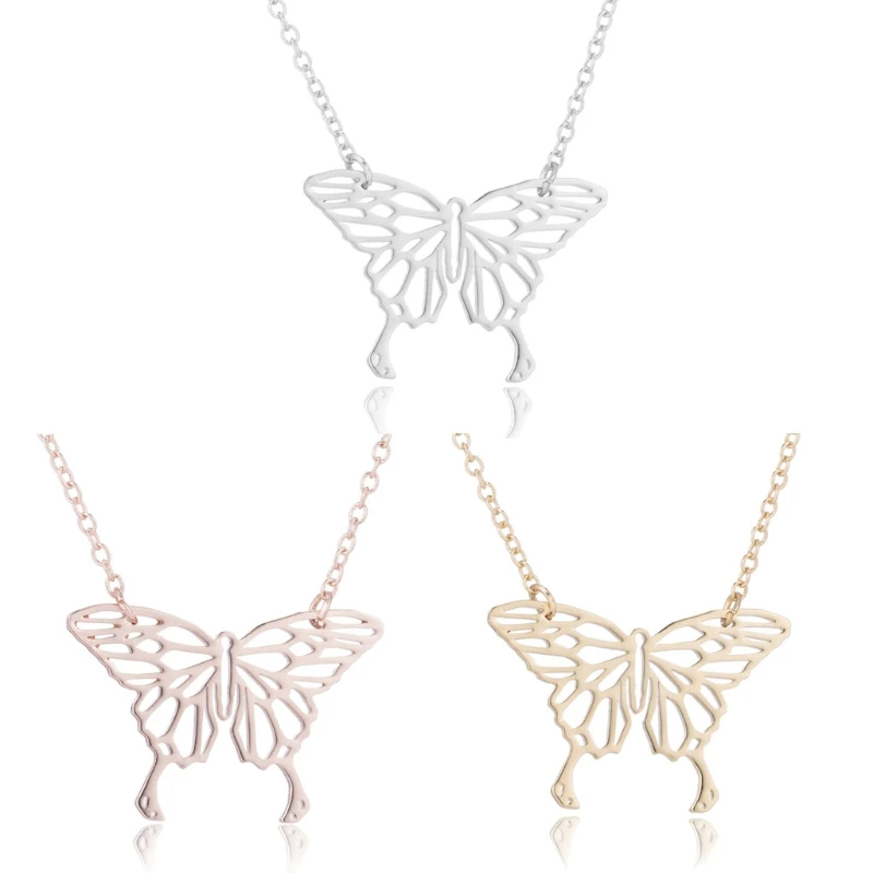 Ожерелье с полыми бабочками геометрическое ожерелье подвеской-бабочкой цепь