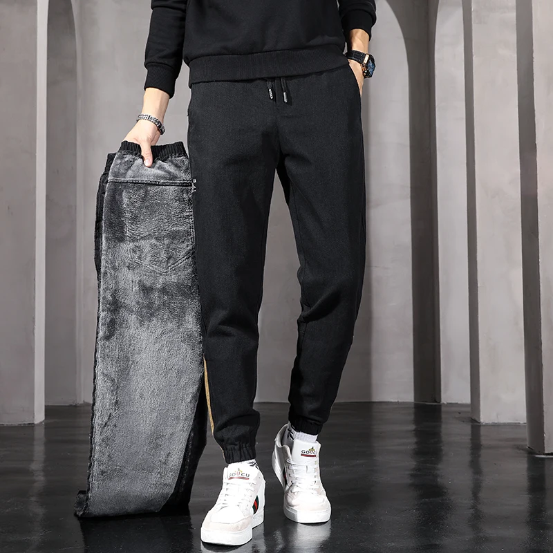 

Мужские осенне-зимние флисовые повседневные брюки свободные спортивные джоггеры с эластичным поясом Новинка 2021 мужские плотные теплые брю...