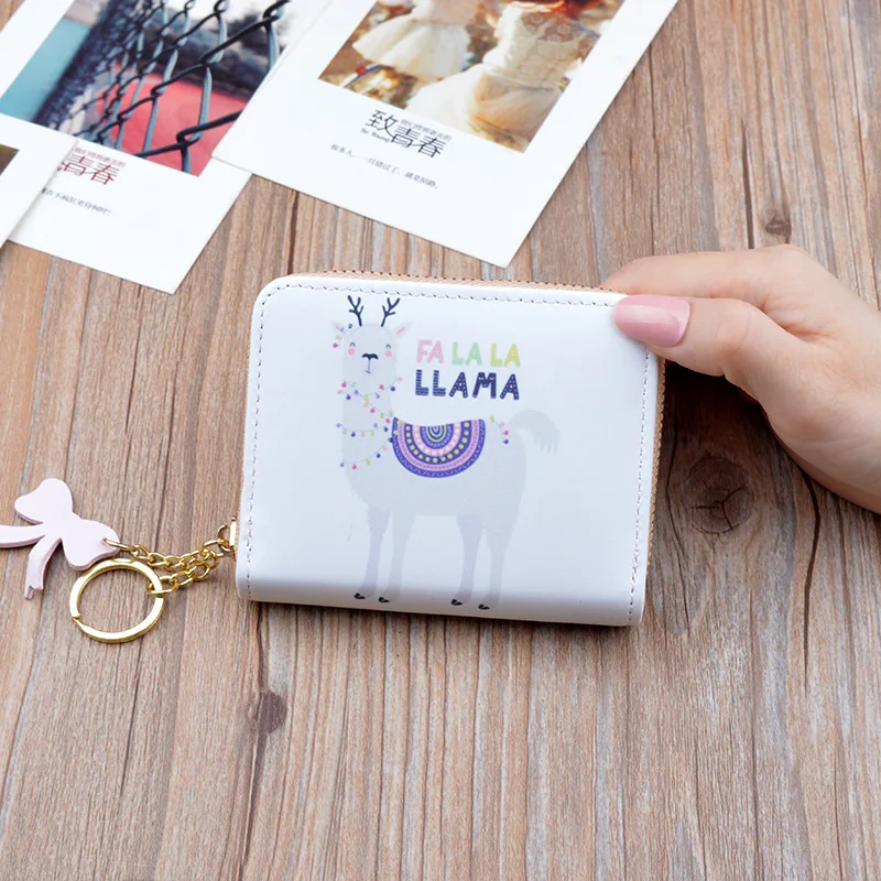 Женский мини кошелек из альпаки с мультипликационным принтом для мелочи