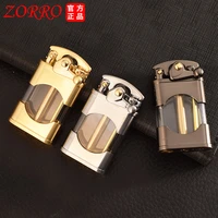 zorro new unusual grinding wheel metal kerosene lighter cigarette cigar lighter gas visible smoking accessories gadgets for men
