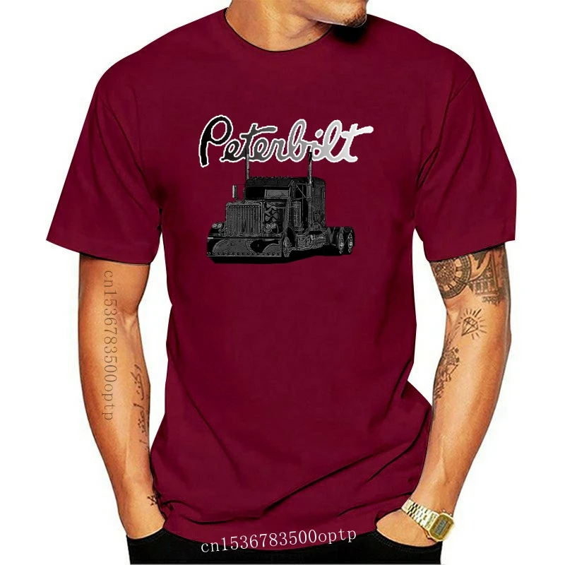 

New PETERBILT TRUCK Racing Classic Logo Men's Black T-Shirt Size S To 3XL Streetwear Tops TEE Shirt