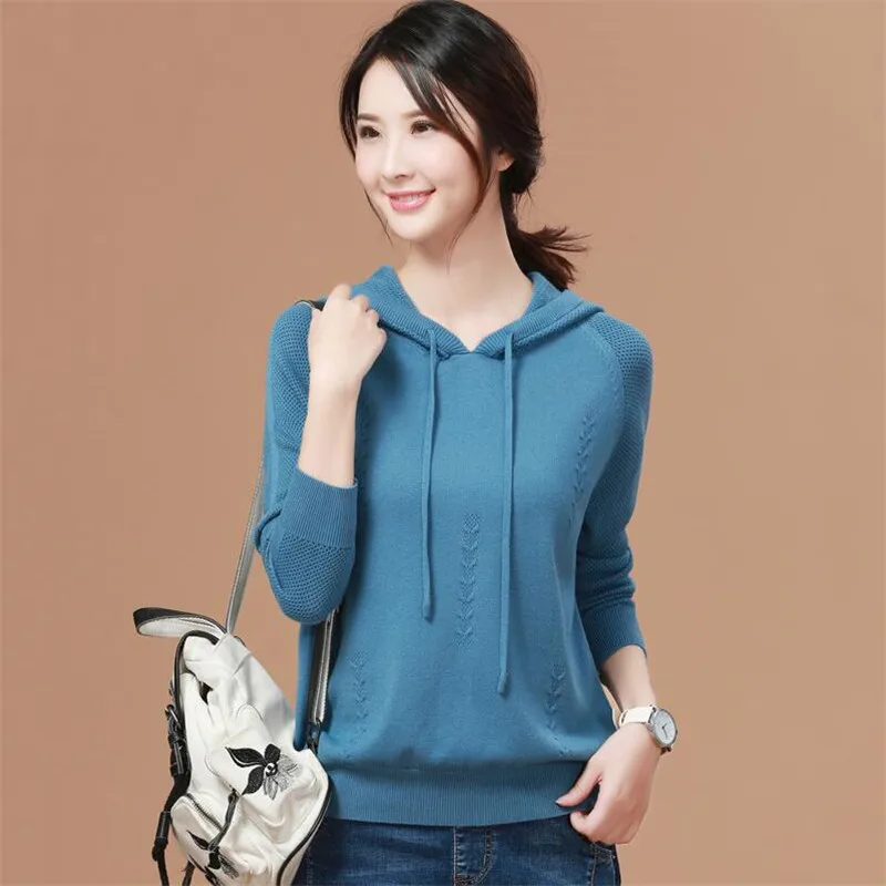 2021 Knittde Women Sweater Casual Soft Hooded neck Jumper Fashion Slim autumn and winter Pullovers | Женская одежда