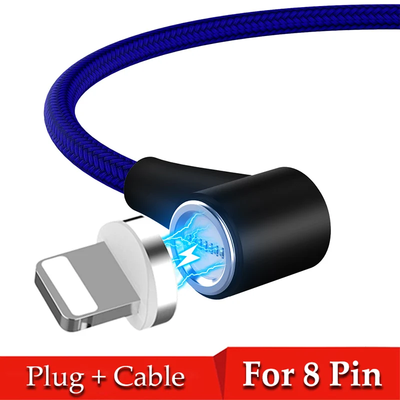 Магнитный кабель Micro usb Тип C 8 Pin адаптер быстрой зарядки телефона Microusb Тип-C магнит Зарядное устройство usb c для iphone samsung xiaomi - Цвет: Blue For iPhone