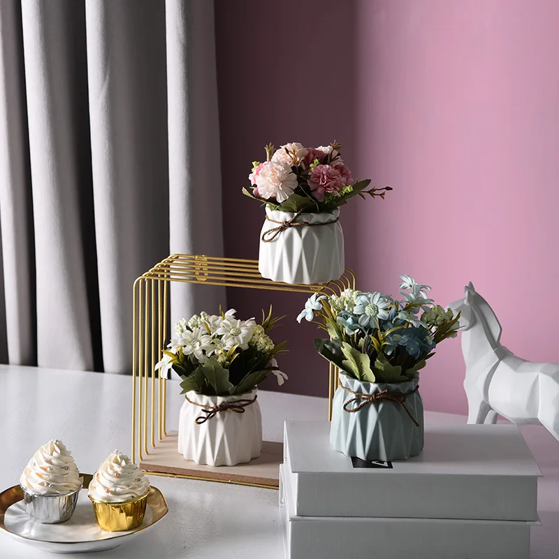 

European Hydrangea Imitation Flower Plant Potted Fake Flower Bonsai Decoration Home Decoration Wedding Gift