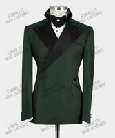 latest coat pant designs 2021 slim fit dark green smoking jacket party tuxedo male dress double breasted wedding groom men suits