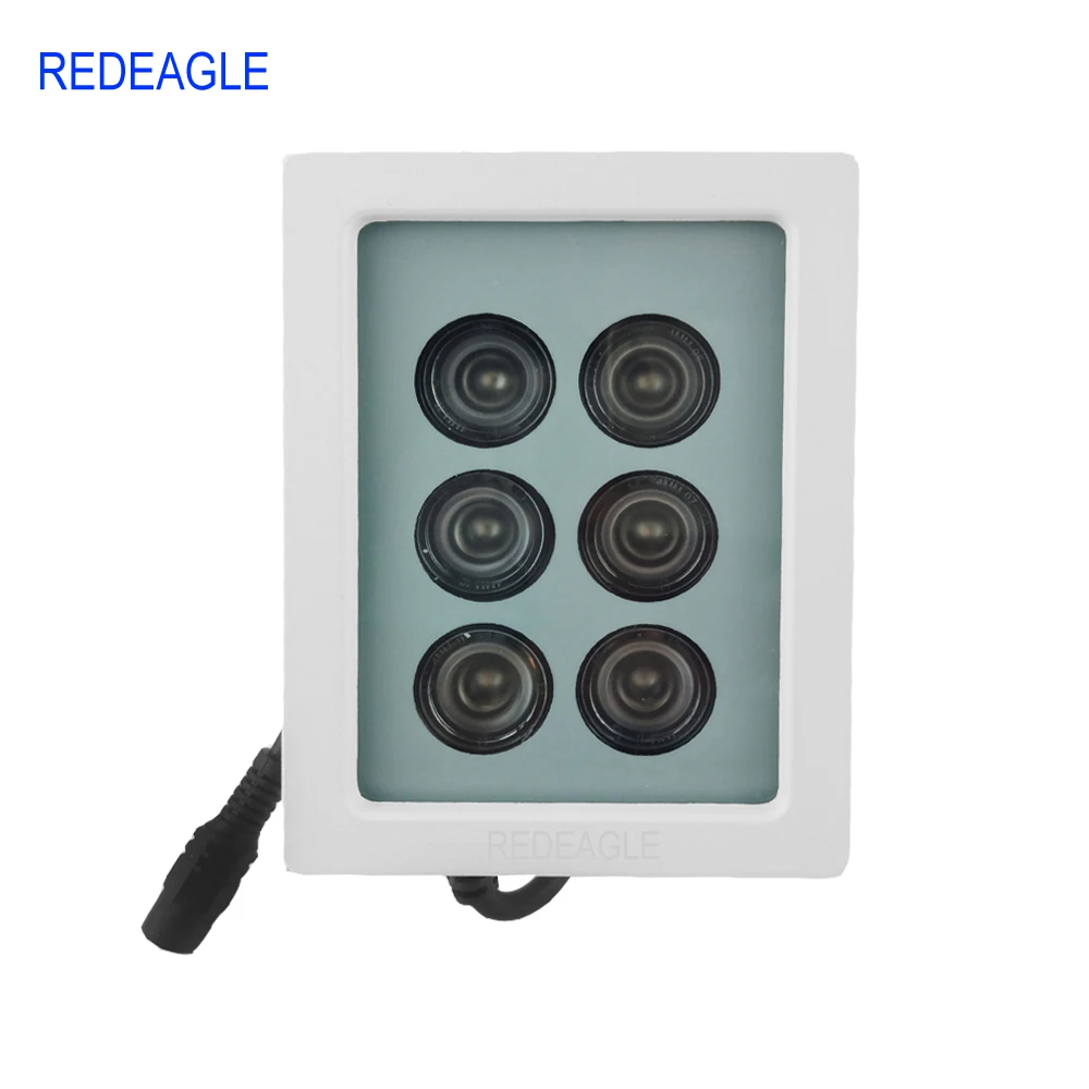 

REDEAGLE 850nm инфракрасная лампа 6 Массив светодиодный металлический водонепроницаемый ИК заполняющий светильник 45 градусов для камеры видеонаблюдения
