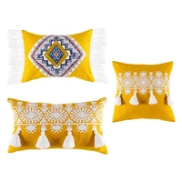 mustard yellow cushion cover 45x4530x50cm nordic boho style gold embroidered cotton pillow cover for living room sofa chair