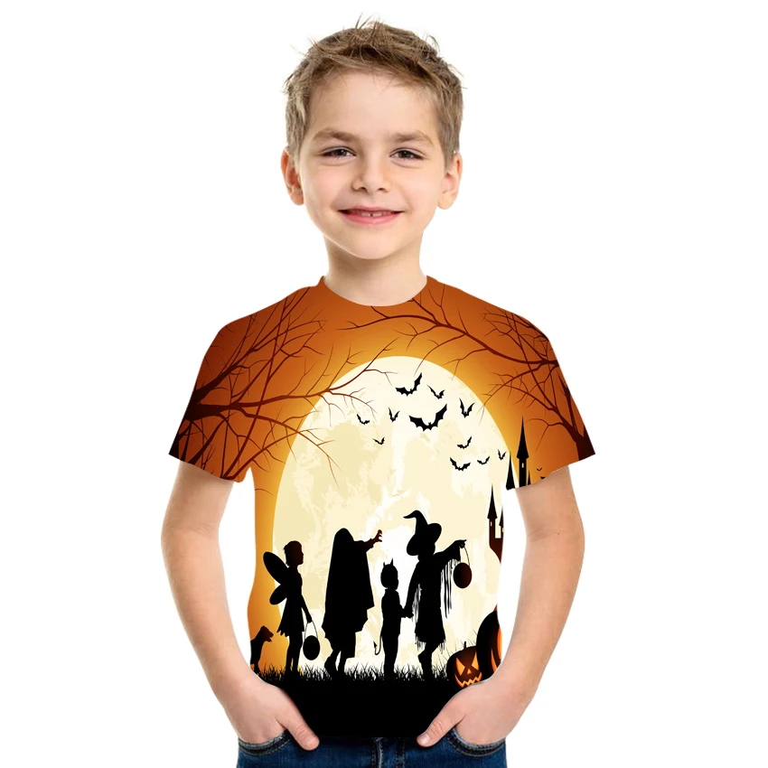 

2021 Summer 3D Anime Printed T-shirt Boys and Girls Clothing Animal Pattern Milk Silk Fabric Size 4T-16T