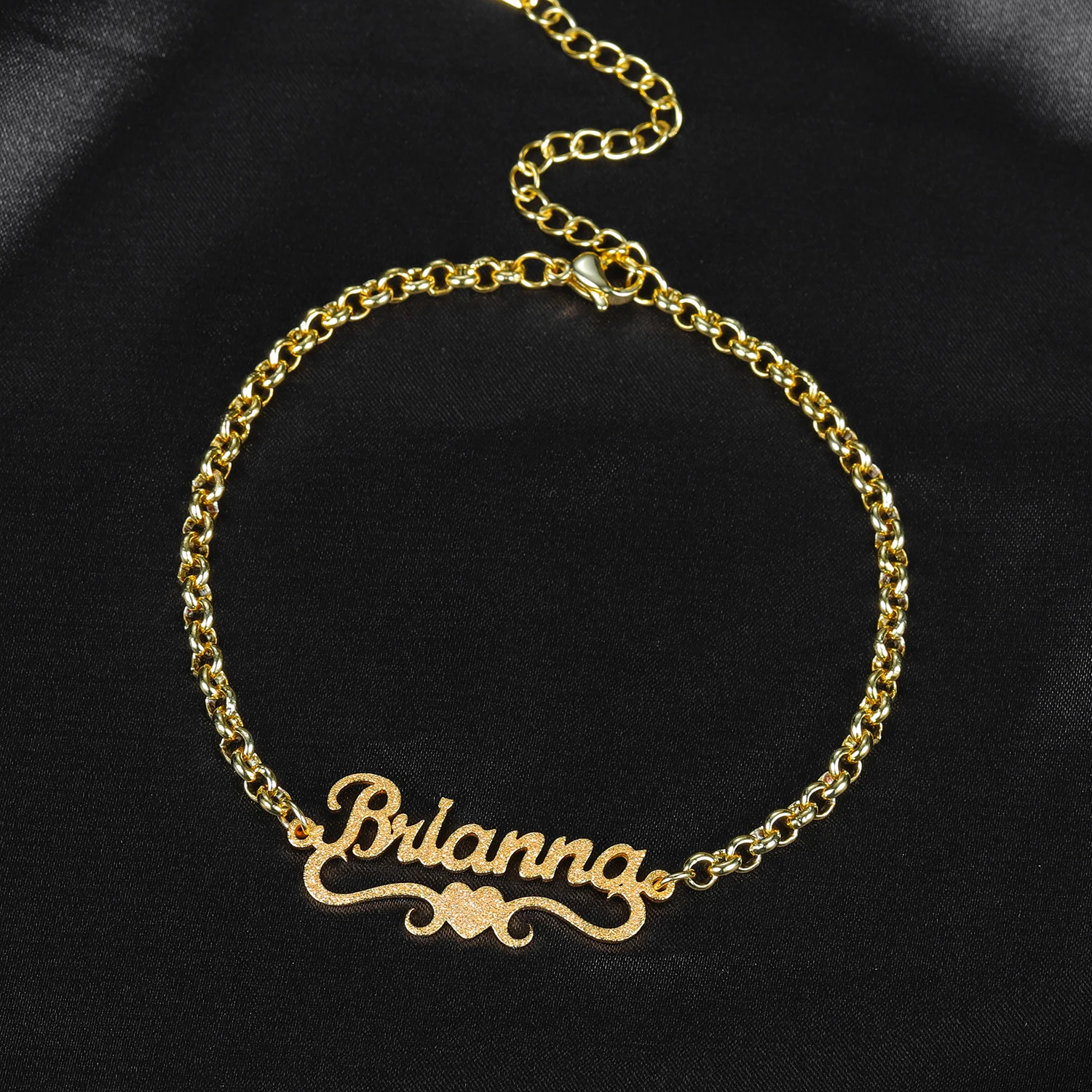 Custom Personalized Heart Name Bracelet Charms High Quality Stainless Steel Bracelets Frosted and Gilded Jewelry for Women Gift