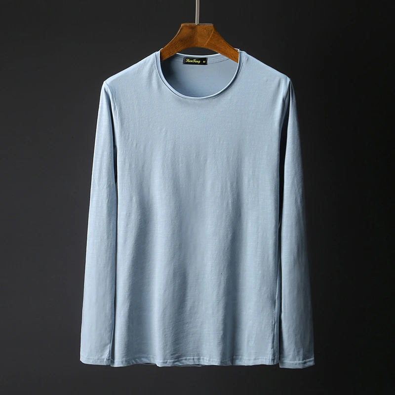 O neck long sleeve Мужское боди майка мужская белая нижнее белье бамбуковый клубок хлопка Мужская спортивная майка V-образный вырез - Цвет: O neck long sleeve