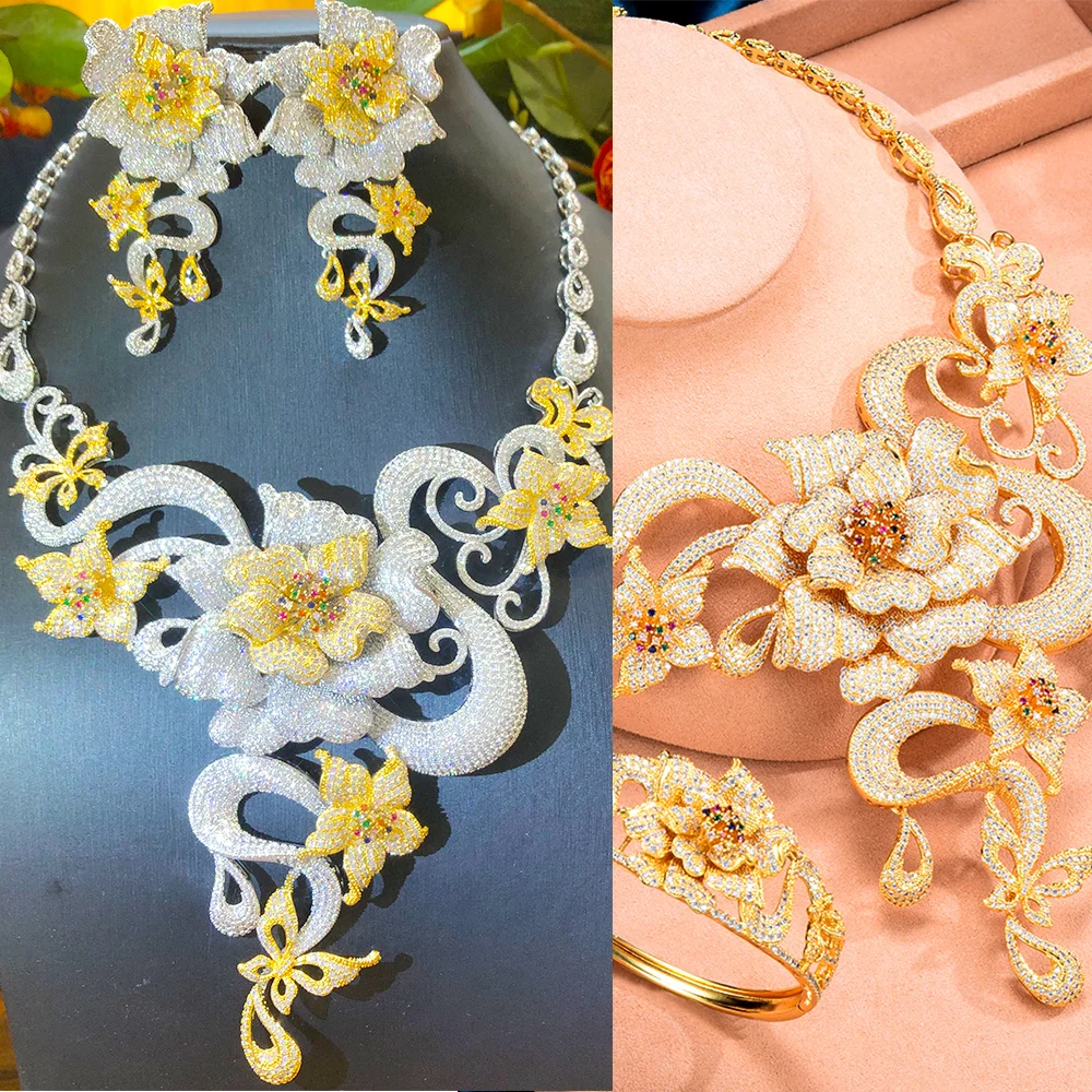 

Благородное роскошное ожерелье с большим цветком blachet, женское кольцо, свадебное банкетное изысканное ювелирное изделие