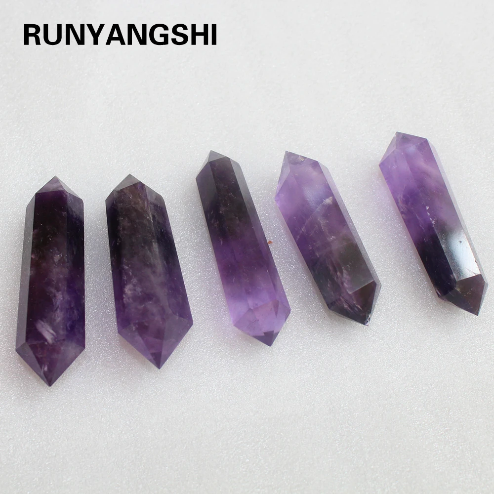 Runyangshi натуральные аметисты кварцевые острая Подвеска из кристалла Природный