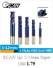 XCAN 1 шт. 1-12 мм с синим покрытием 3 флейты карбида концевые фрезы алюминиевый режущий фрезы Спиральные Фрезы с ЧПУ Концевая фреза