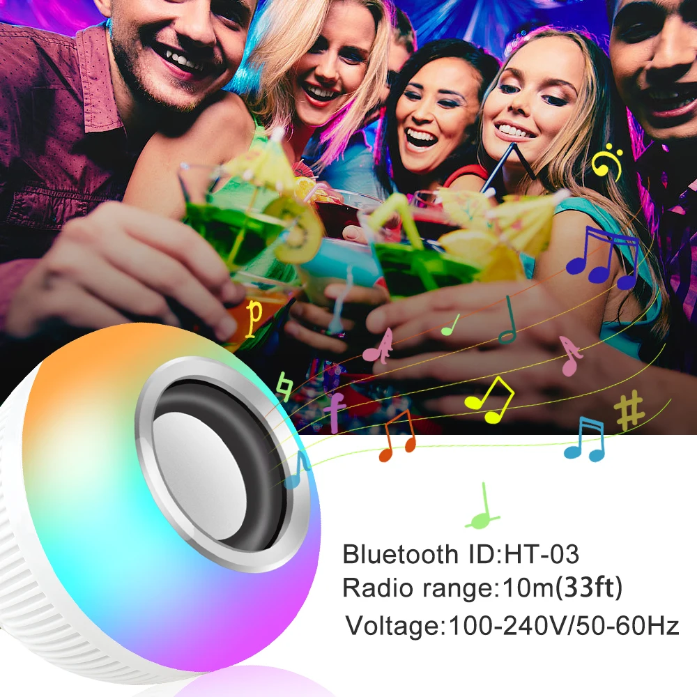 Умная RGB Светодиодная лампа E27 беспроводной Диммируемый Светильник с Bluetooth