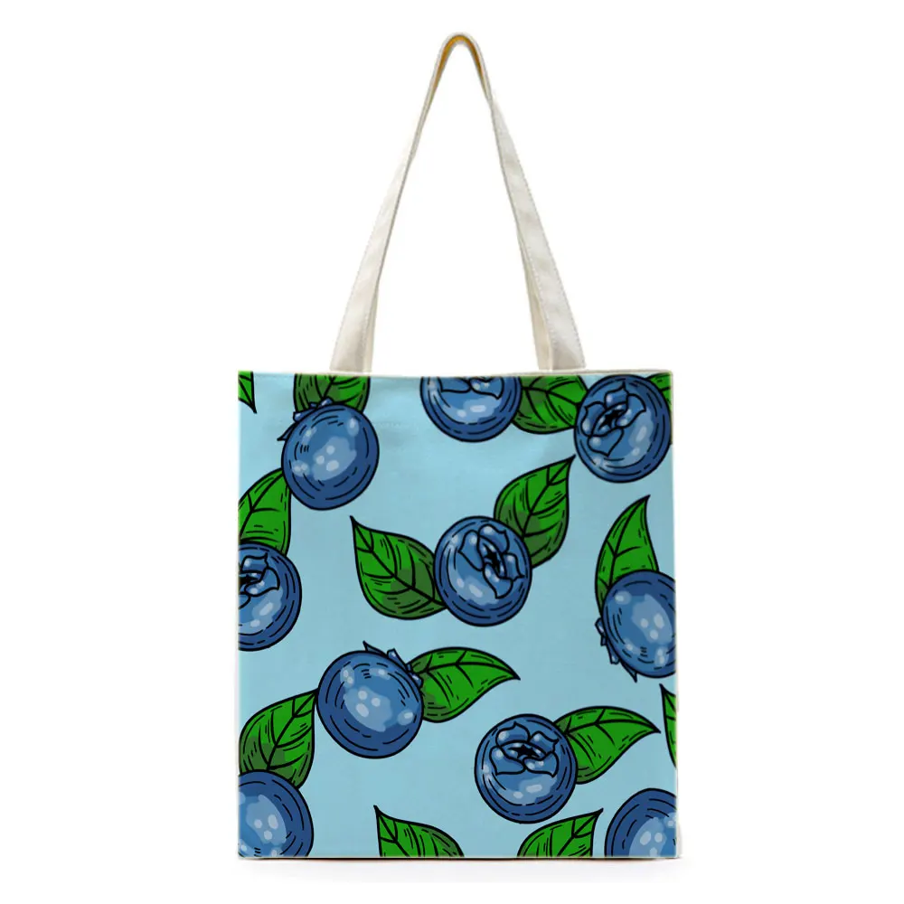 Original Blueberry fruits custom canvas tote shopping advertising gifts logo cute women handabg market bag eco kawai girls | Багаж и сумки