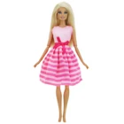 1 комплект ручной работы, милое модное розовое платье, мини-платье, полосатый узор, бант, наряд, Одежда для куклы Барби, аксессуары, игрушка для девочек