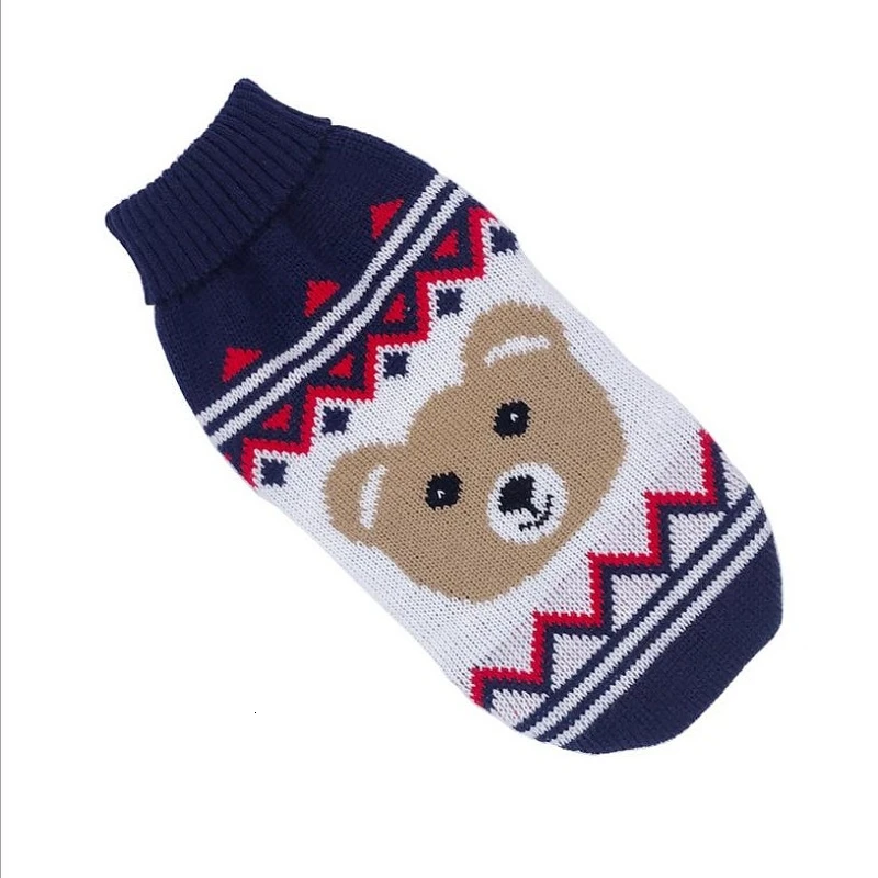 Рождественская Одежда для собак с героями мультфильмов, теплый свитер для маленьких собак, свитер, верхняя одежда для питомца, вязаная крючком ткань, джерси Perro 30S1 - Цвет: Тёмно-синий