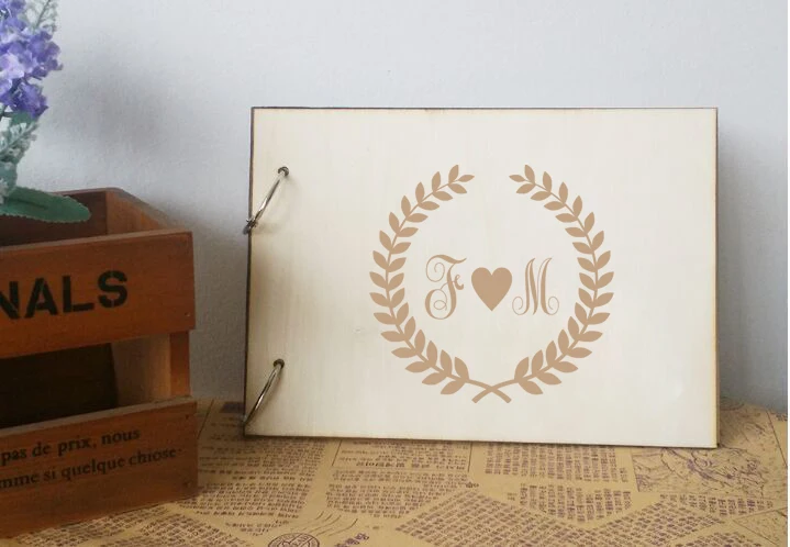 Деревянная Свадебная Гостевая книга с дизайном венка фотоальбом для невесты и