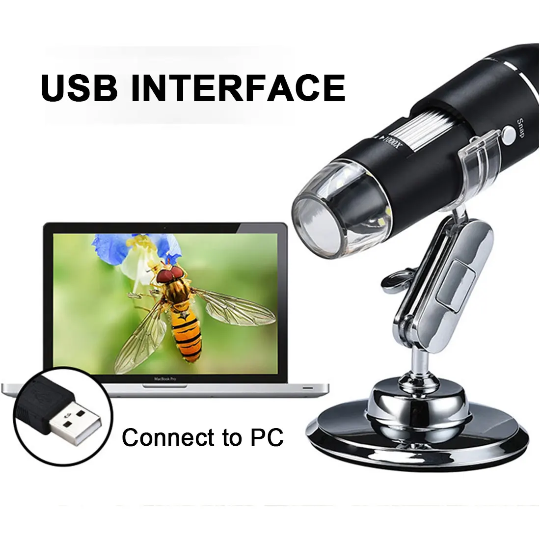 Цифровой микроскоп с USB Type-C регулируемый 1600X электронный камера эндоскоп