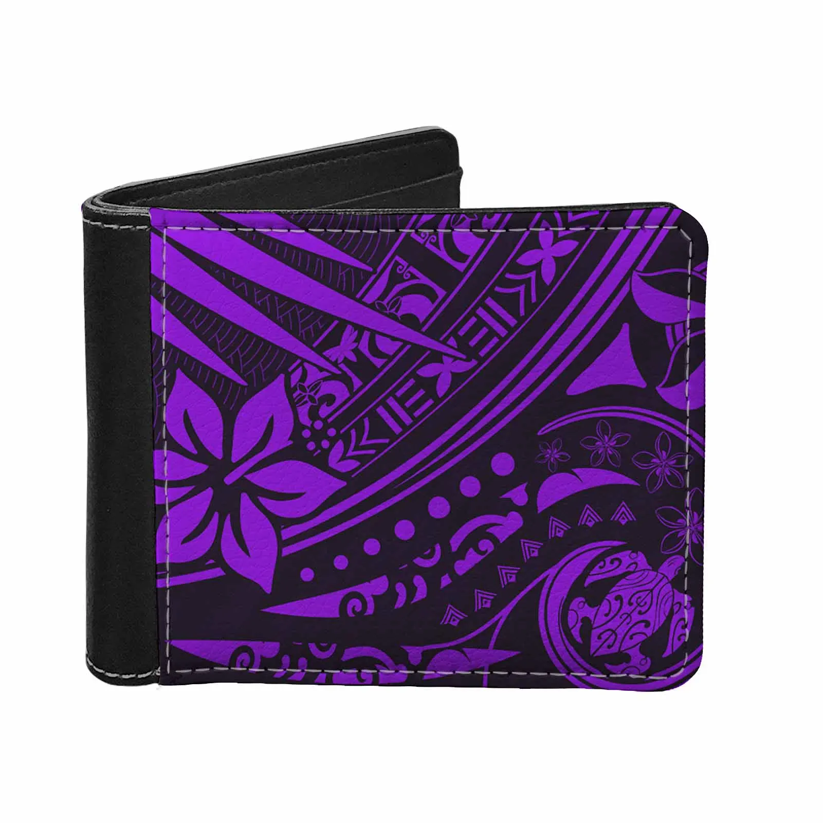 

HYCOOL Hawaii Turtle PU Leather Small Wallet Men Credit Card Holder Wallet Luxury Purse For Men Polynesian Tribal Money Bag Male