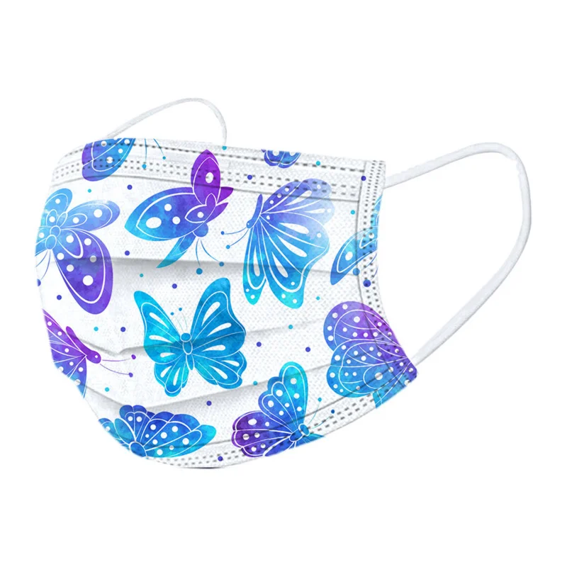 Маски для лица с рисунком бабочки женские модные одноразовые маски заушными