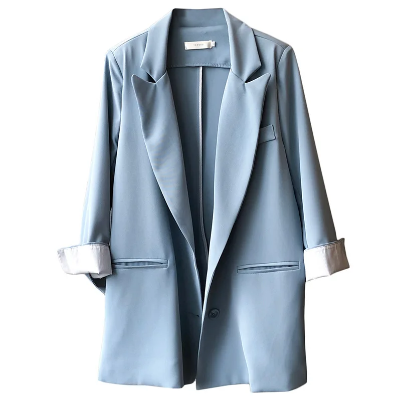 

Lauri Laki New Elegant Blazer Coat Women Plus Size Vintage Formal Office Ladies Blazer Coats Spring 2021 White Black Outwear