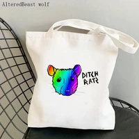 women shopper bag pride rat rainbow rat kawaii bag harajuku shopping canvas shopper bag girl handbag tote shoulder lady bag