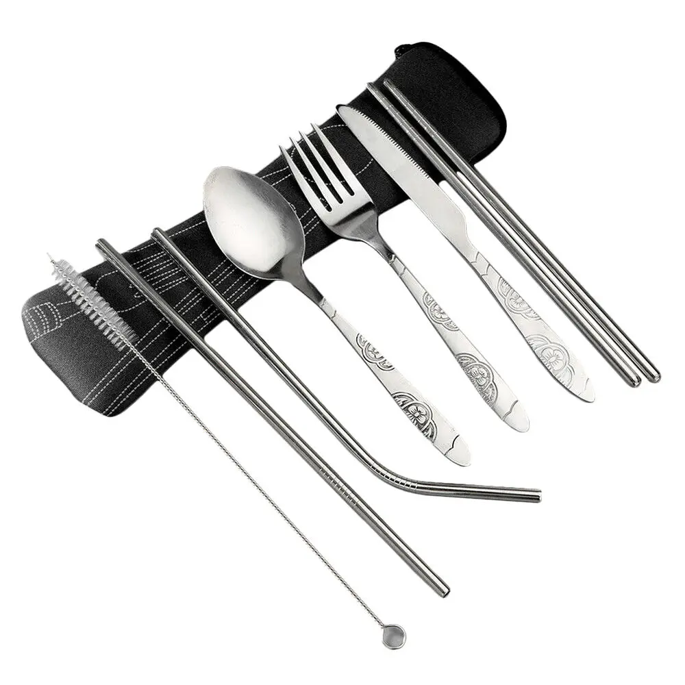 7 шт портативный набор столовых приборов из нержавеющей стали многоразовые