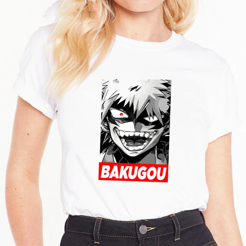 Мой герой Графический Футболка 90s футболки женские с принтом в виде Harajuku Boku без