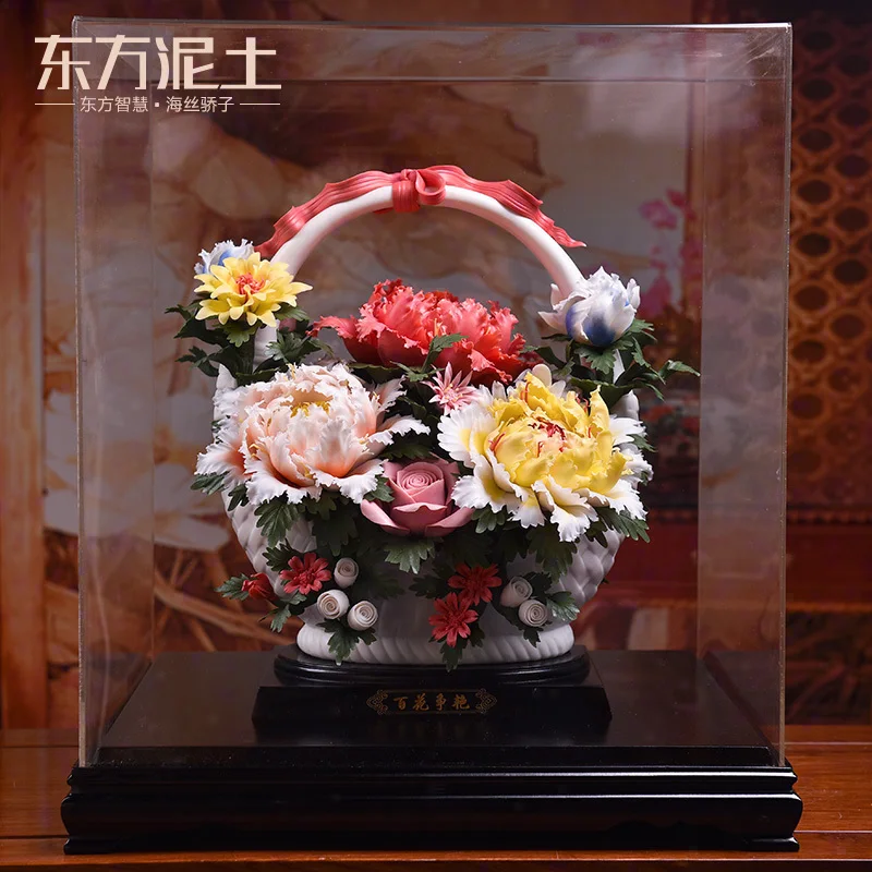 

The east mud "hundred flowers bloom" ceramic flower place hotel lobby decoration company opening gifts