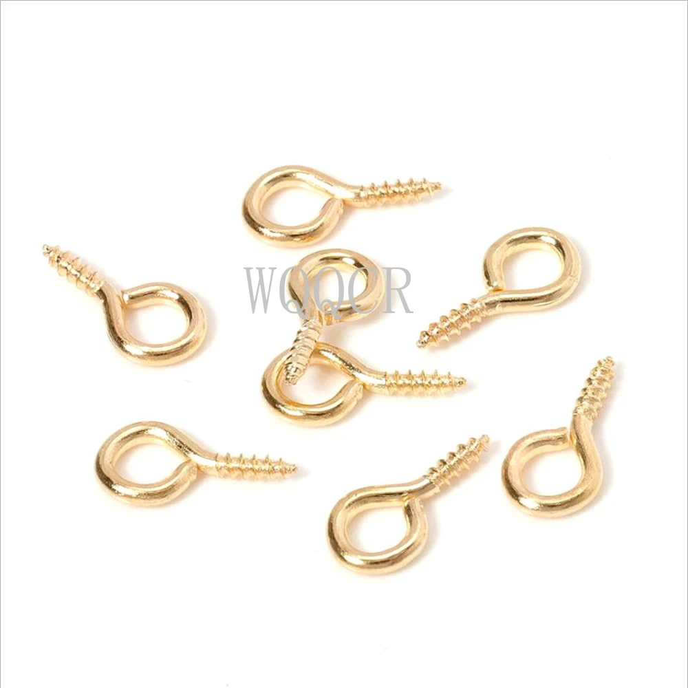 Маленькие крошечные мини-штифты Eyepins крючки петли винтовые резьбовые золотые