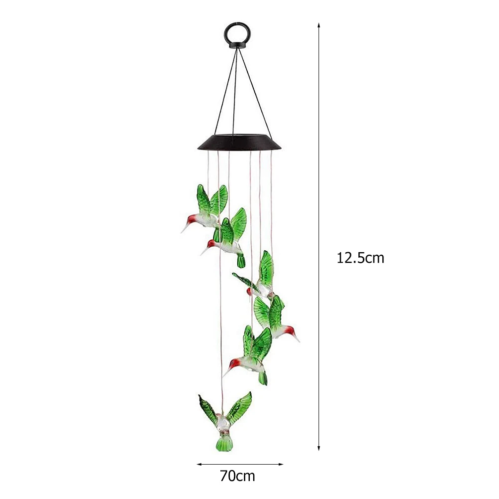 

LED Colorful Solar Power Wind Chime Crystal Hummingbird Butterfly Waterproof Outdoor Windchime Solar Light for Garden
