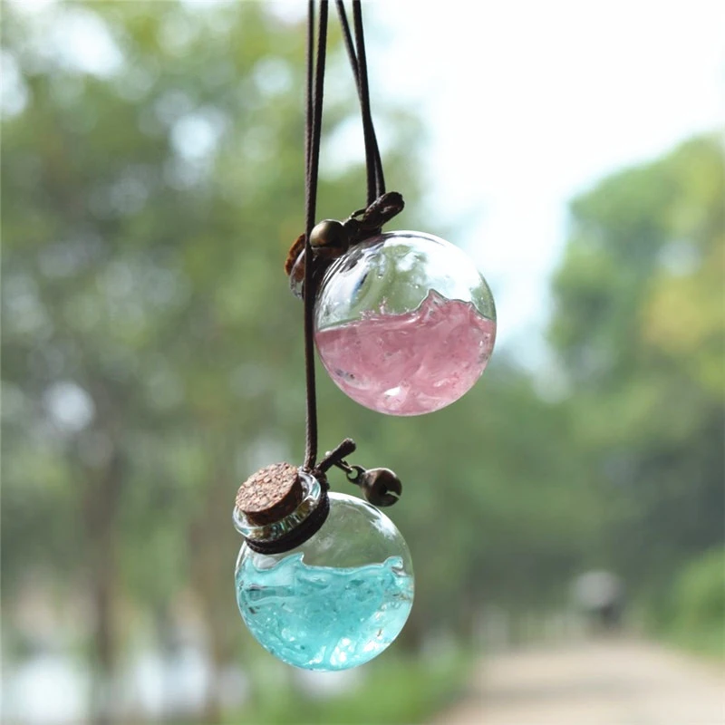 Moss-Blue Pink 2 шт./компл. Автомобильная подвеска-украшение Пустые Стеклянные Духи бутылка декоративные подвески освежитель воздуха для эфирных масел без духов - Название цвета: Moss-Blue Pink