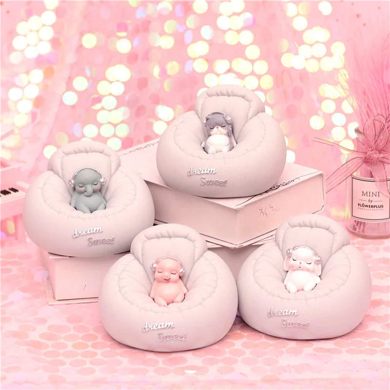 

New Year Gift Pig Figure Money Box Cute Resin Bunny Piggy Bank Figurine Table Ornament Lovely Sofa Animal Decoration