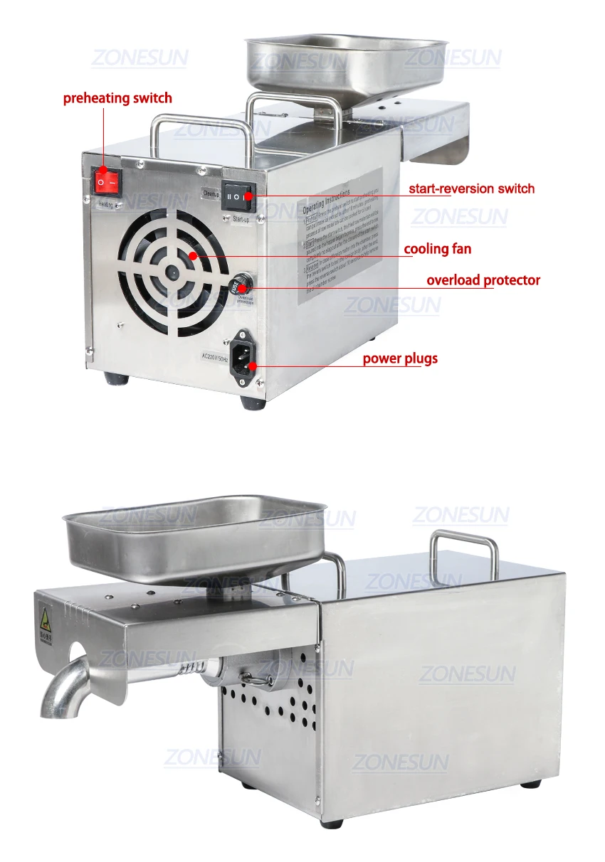 ZONESUN домашний автоматический пресс для масла орехи семена масла пресс er пресс ing