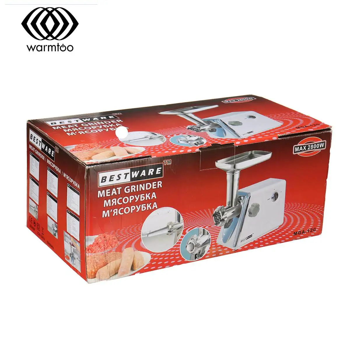 Warmtoo 2800 Вт Электрическая Мясорубка электрическая мясорубка колбаса машина мясорубка ломтерезка 220 В для кухонного инструмента шлифовальная плита