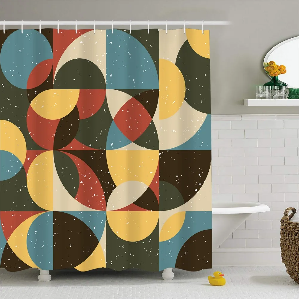 

3D геометрические узоры печать занавески для душа мягкий полиэстер прочный водонепроницаемый занавес для ванной с крючками современный сти...